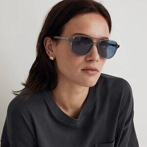 Madewell Acetate Linford Aviator Sunglasses in Grey Smoke Blue